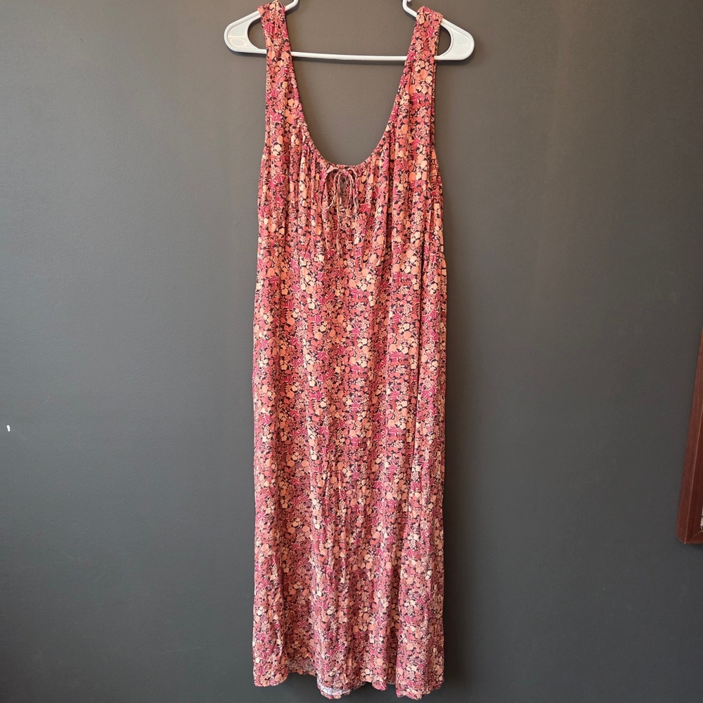 Old Navy‎ XXL Floral Midi Milkmaid Dress Sleeveless Tie Front Boho Cottagecore